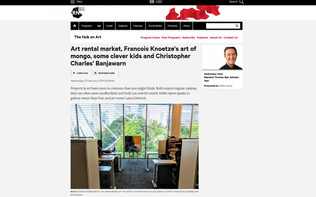 ABC – The Hub on Art. Eddie Ayres interviews Kaye Fox from Moving Canvas Art Rental
