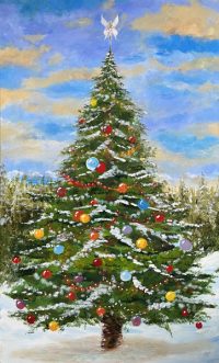 Painting of Christmas Tree by Banx 600x1000mm