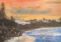 Painting of Moffat Beach at sunset called Moffs by Banx 1300x900mm MC6833