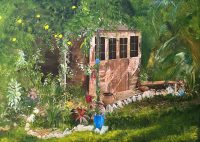 Painting of a garden shed called Up the Garden Path by Banx 1300x900mm MC6831